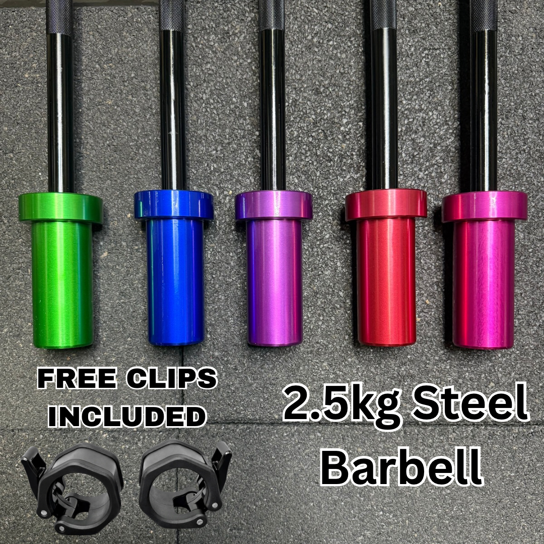 MiniFit Progression | 2.5kg Starter Barbell (+ FREE Barbell Clips)