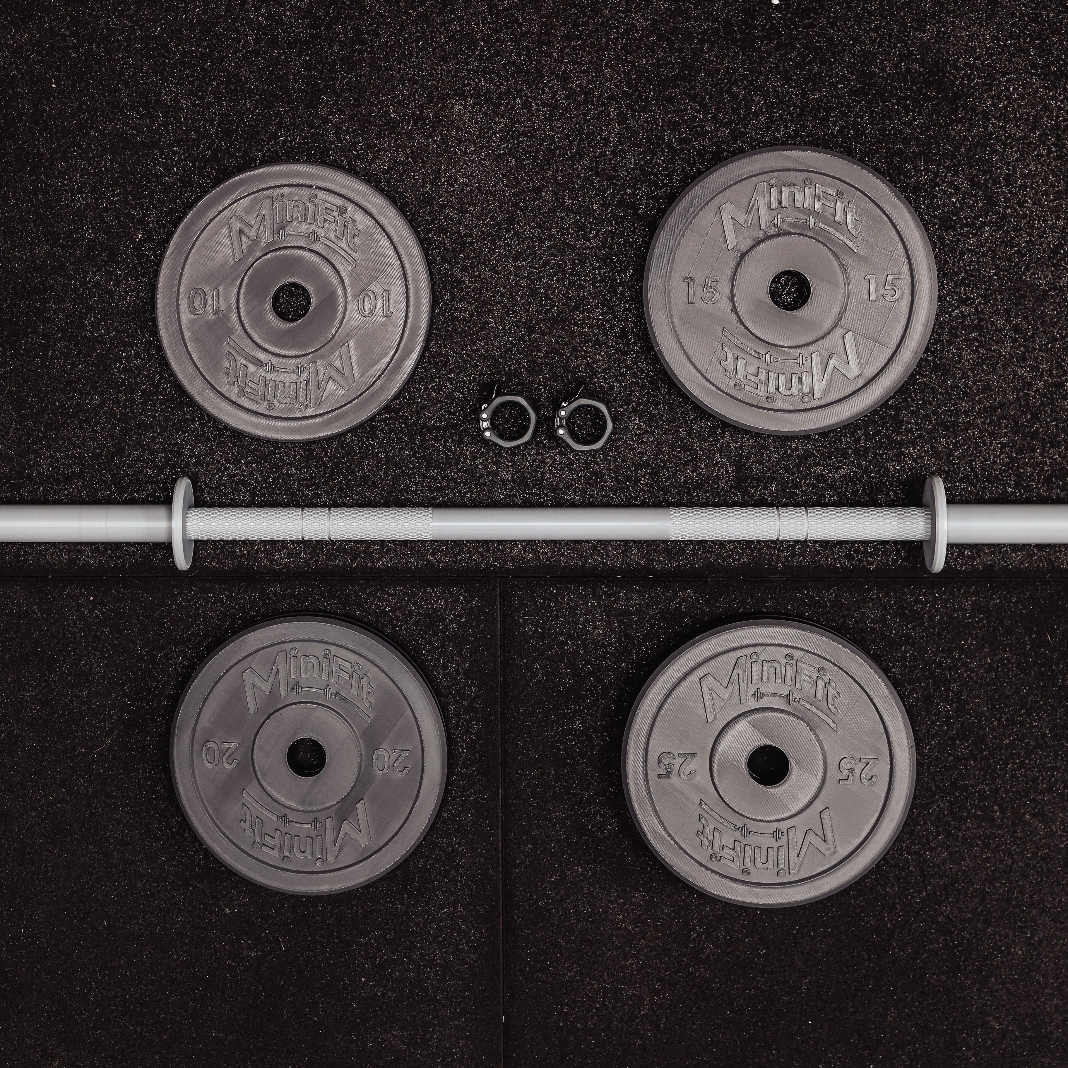 Black children's bumper plates and barbell 