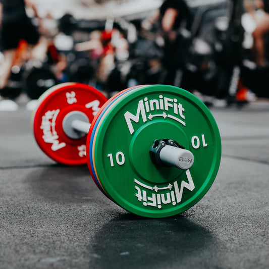 Kids bumper plate barbell set - MiniFit branding